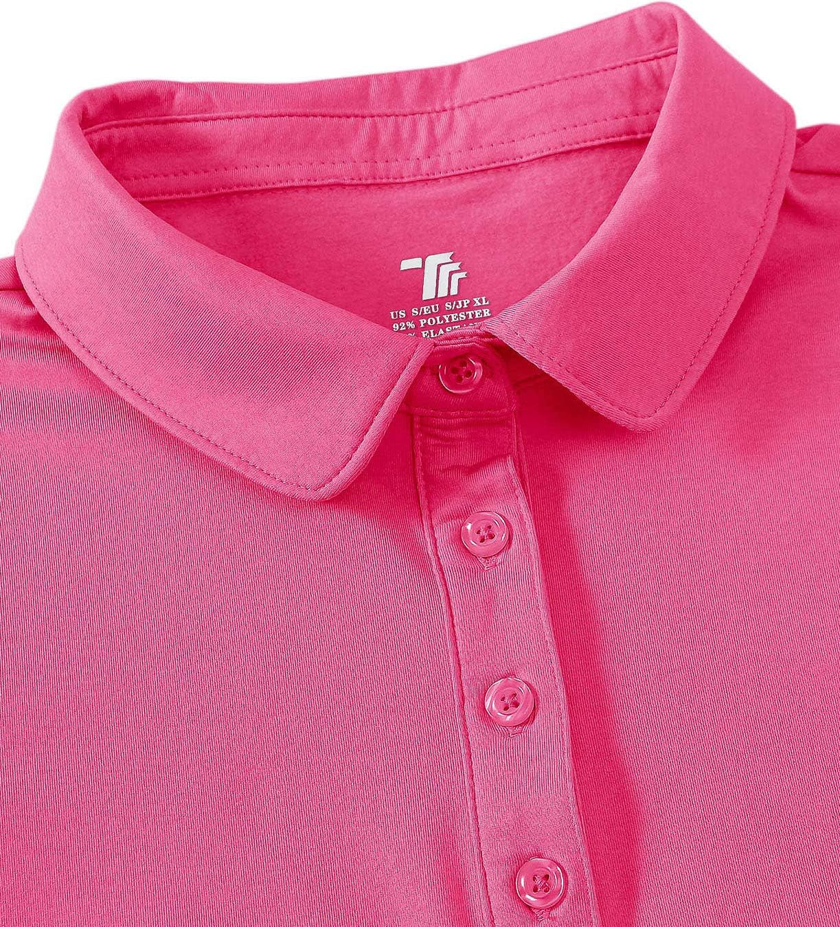 Long Sleeve Golf Polo Shirts for Women Dry-Fit Sports Tennis Polo Shirts Woman Golf Tops for Hiking Running Rose