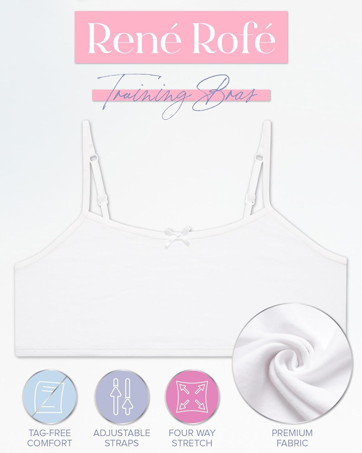 Girls Training Bras - 10 Pack Soft Stretch Cotton Bra, Cami Style Girls Underwear with Adjustable Straps (7-14)