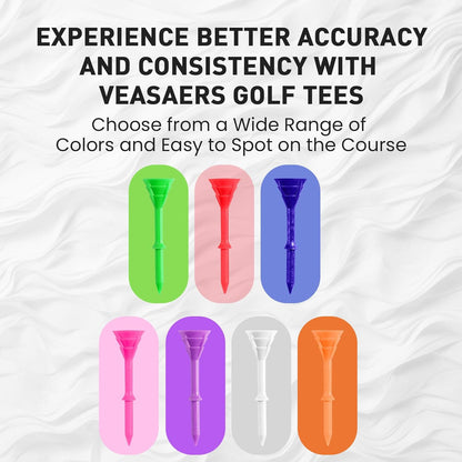 Golf Tees Plastic 3 1/4 Inch Upgrade Unbreakable Bulk 30 Pack Reduce Friction Side Spin Durable Stable 83 Mm Long Tee for Golfer Practice