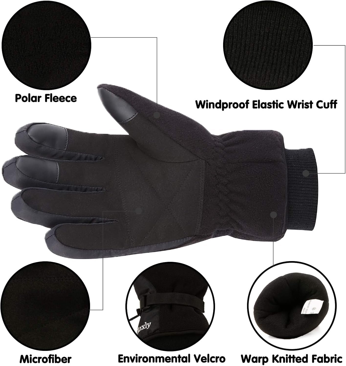 Winter Gloves Waterproof Windproof 3M Insulated Gloves 3 Fingers Dual-Layer Touchscreen Gloves for Men and Women