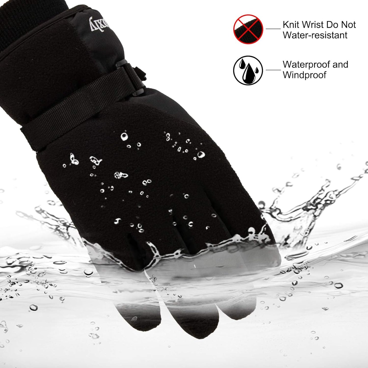 Winter Gloves Waterproof Windproof 3M Insulated Gloves 3 Fingers Dual-Layer Touchscreen Gloves for Men and Women