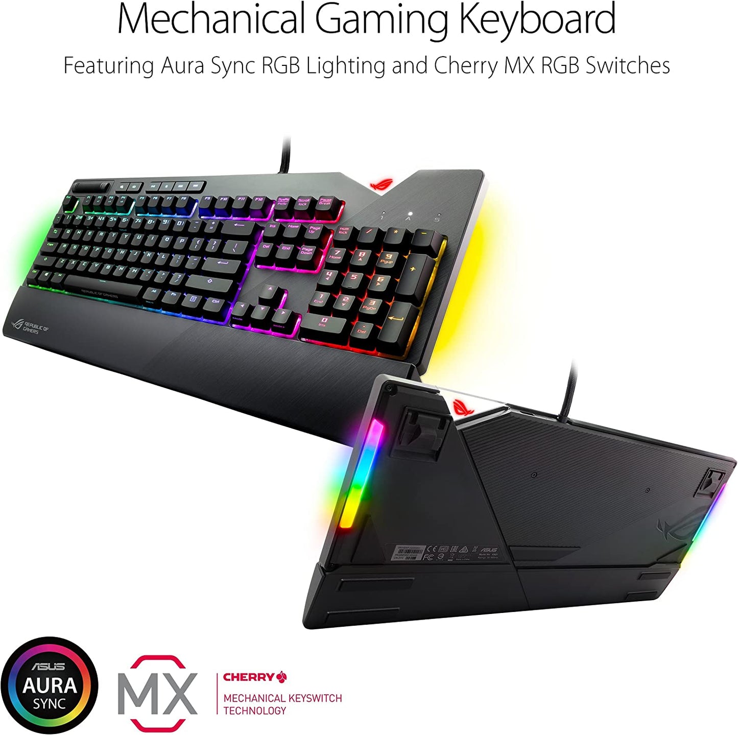 RGB Mechanical Gaming Keyboard - ROG Strix Flare (Cherry MX Brown Switches - CM SS) | Aura Sync & SDK | Gaming Keyboard for PC | Customizable Badge, USB Pass-Through | Media Controls