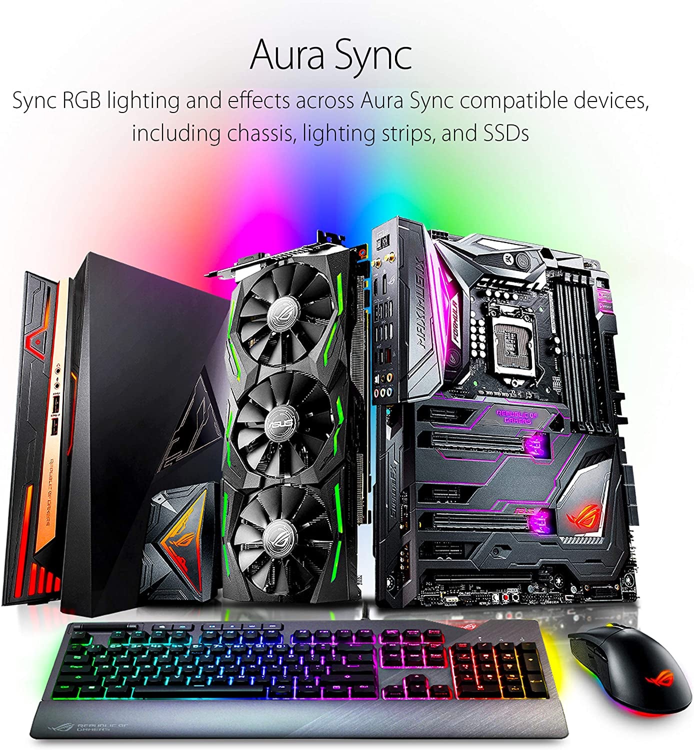 RGB Mechanical Gaming Keyboard - ROG Strix Flare (Cherry MX Brown Switches - CM SS) | Aura Sync & SDK | Gaming Keyboard for PC | Customizable Badge, USB Pass-Through | Media Controls