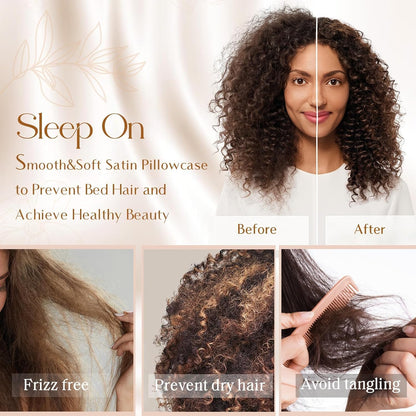 Satin Pillowcase, Silk Pillow Cases for Hair and Skin with Zipper, Queen Pillow Cases Set of 2 for 20"X30", Exquisite Packaging for Women Men