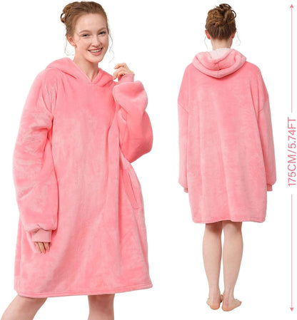 Blanket Hoodie,Oversized Wearable Sherpa Fleece Blanket Sweatshirt,Super Soft Warm Cozy with Giant Pocket,Gifts for Women Men Adults Teenagers Kids, One Size Fits All