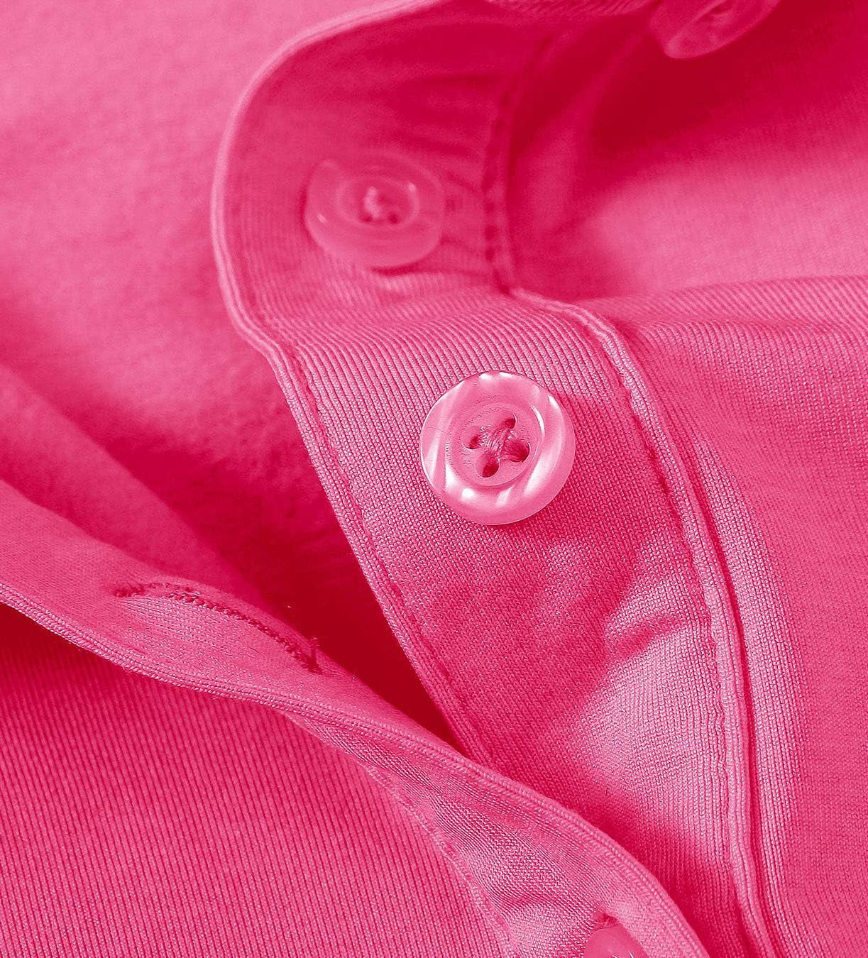 Long Sleeve Golf Polo Shirts for Women Dry-Fit Sports Tennis Polo Shirts Woman Golf Tops for Hiking Running Rose