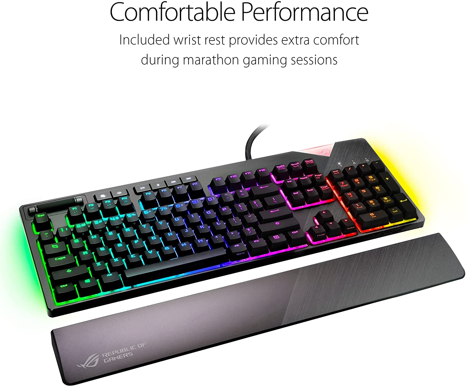 RGB Mechanical Gaming Keyboard - ROG Strix Flare (Cherry MX Brown Switches - CM SS) | Aura Sync & SDK | Gaming Keyboard for PC | Customizable Badge, USB Pass-Through | Media Controls