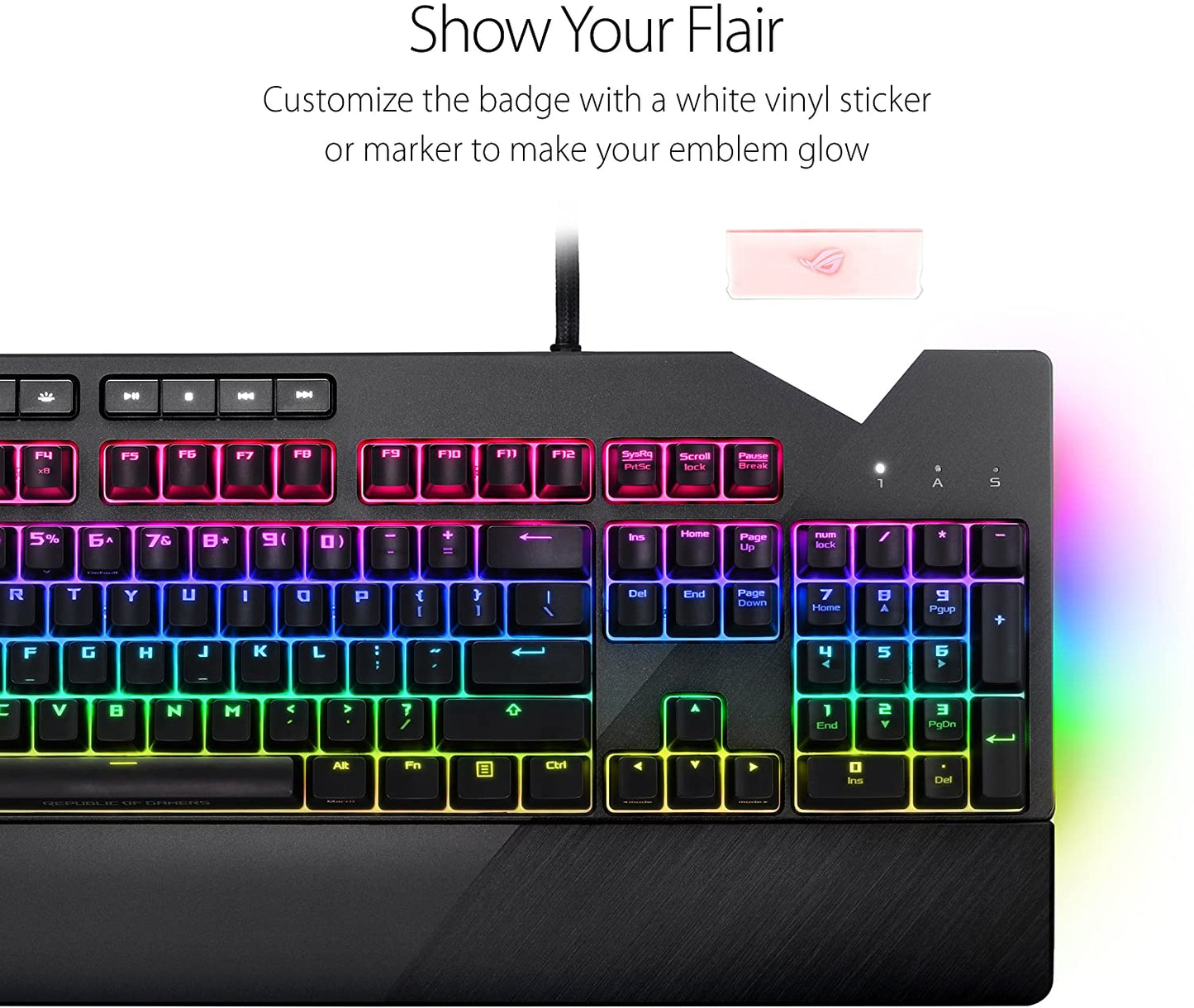 RGB Mechanical Gaming Keyboard - ROG Strix Flare (Cherry MX Brown Switches - CM SS) | Aura Sync & SDK | Gaming Keyboard for PC | Customizable Badge, USB Pass-Through | Media Controls