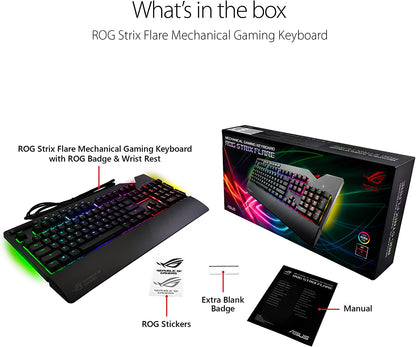 RGB Mechanical Gaming Keyboard - ROG Strix Flare (Cherry MX Brown Switches - CM SS) | Aura Sync & SDK | Gaming Keyboard for PC | Customizable Badge, USB Pass-Through | Media Controls