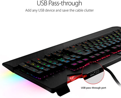 RGB Mechanical Gaming Keyboard - ROG Strix Flare (Cherry MX Brown Switches - CM SS) | Aura Sync & SDK | Gaming Keyboard for PC | Customizable Badge, USB Pass-Through | Media Controls