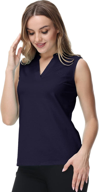 Women Golf Polo Shirts Sleeveless UV Sun Protection Ladies Tops Moisture Wicking Athletic Shirts