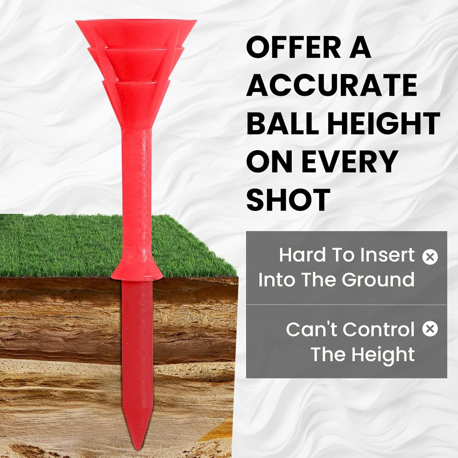 Golf Tees Plastic 3 1/4 Inch Upgrade Unbreakable Bulk 30 Pack Reduce Friction Side Spin Durable Stable 83 Mm Long Tee for Golfer Practice