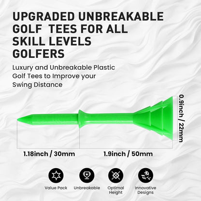 Golf Tees Plastic 3 1/4 Inch Upgrade Unbreakable Bulk 30 Pack Reduce Friction Side Spin Durable Stable 83 Mm Long Tee for Golfer Practice