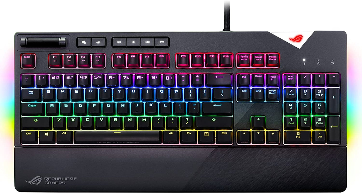 RGB Mechanical Gaming Keyboard - ROG Strix Flare (Cherry MX Brown Switches - CM SS) | Aura Sync & SDK | Gaming Keyboard for PC | Customizable Badge, USB Pass-Through | Media Controls